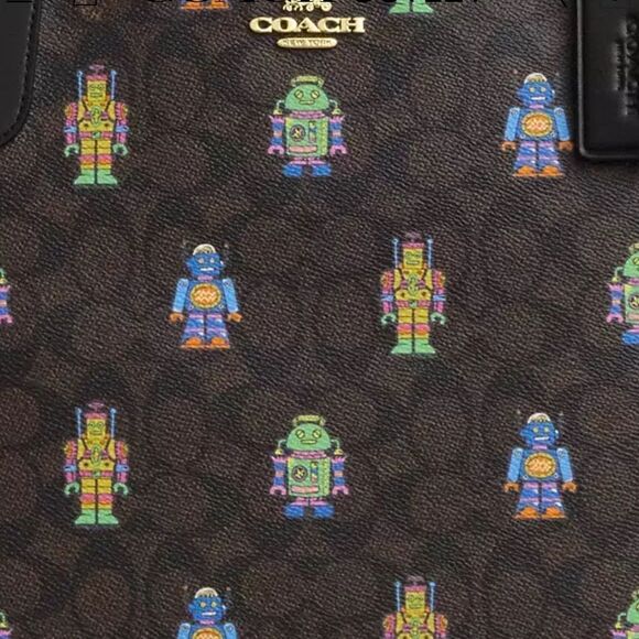 🔥🎁NWT! Coach Cosmic City Tote Handbag with Robot Print Msrp:$450.00 - Picture 5 of 5
